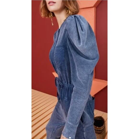 Ulla Johnson Sadie Puff Sleeve Blue Jumpsuit - Picture 3 of 6